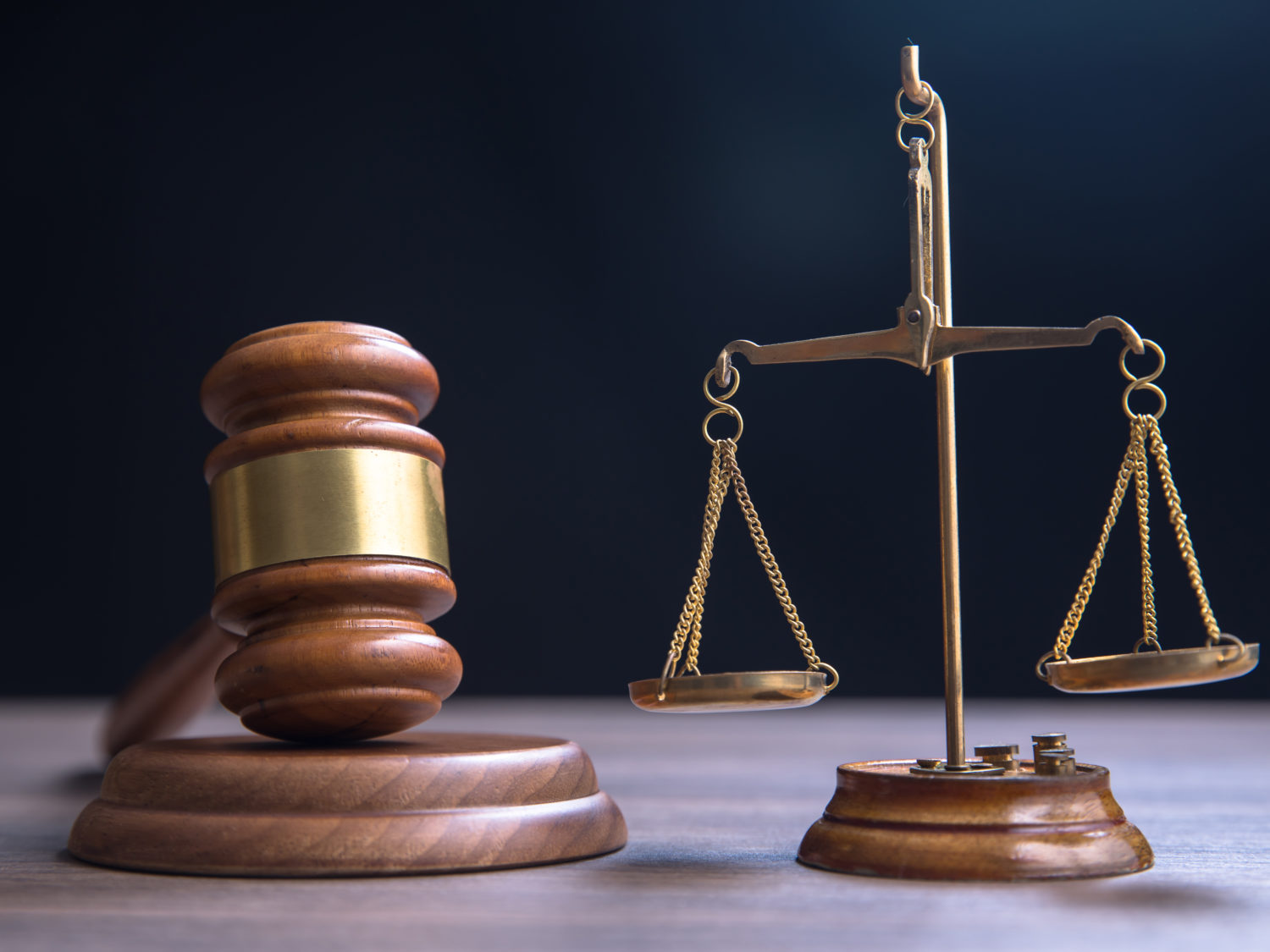 Law and justice concept. Judge gavel with scales